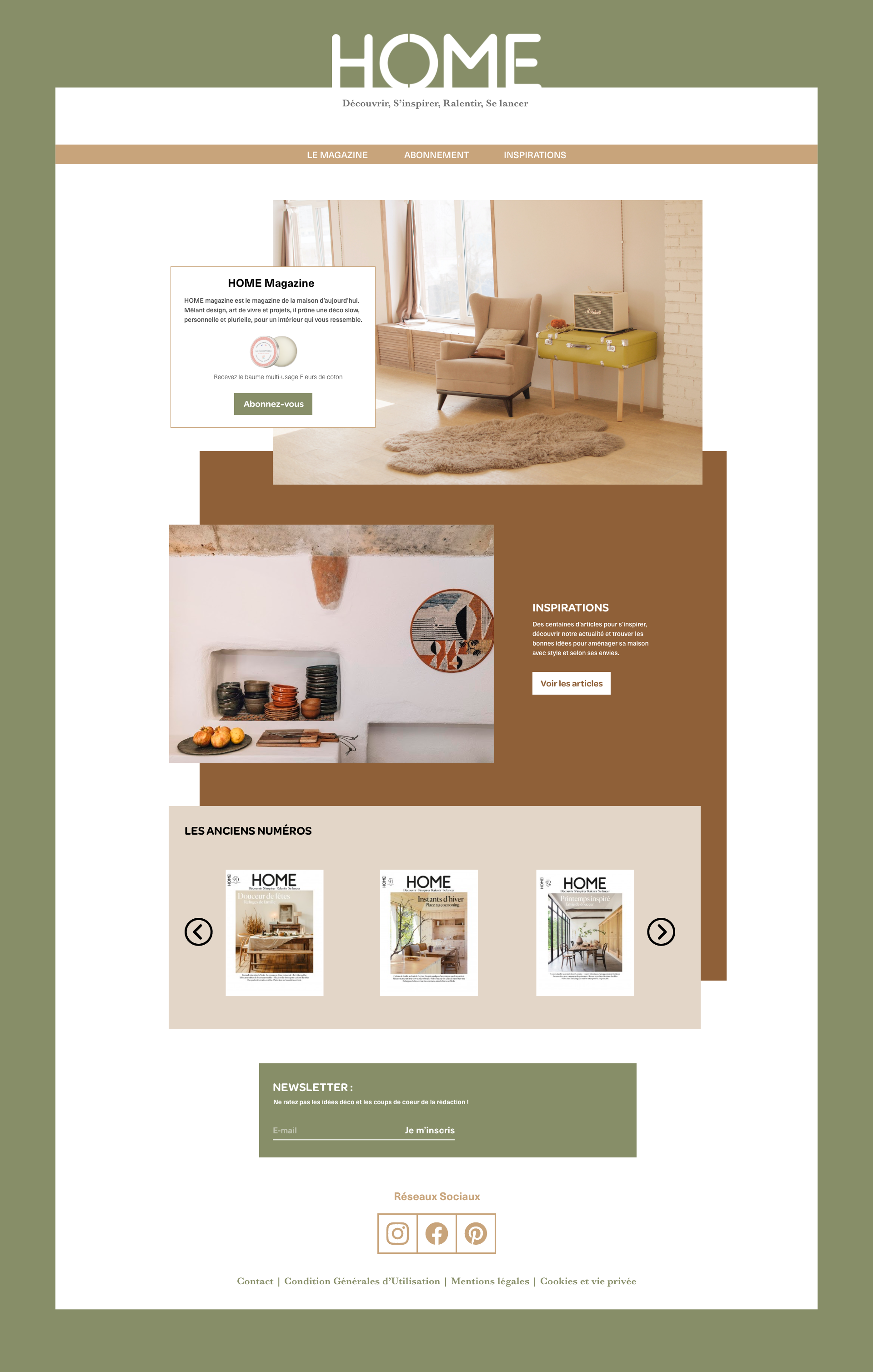 Page d'accueil du site HOME