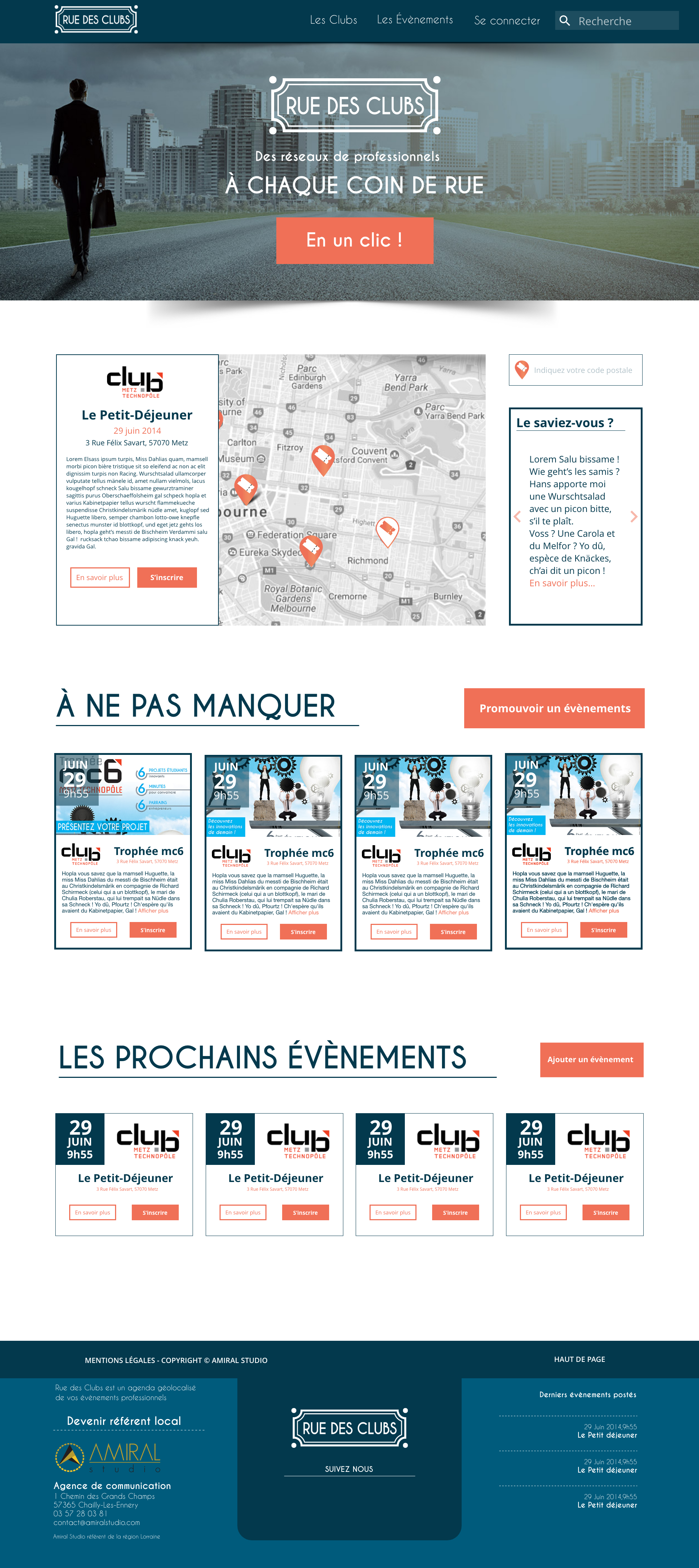 Page d'accueil sur site rue des clubs